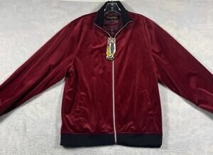 Rare Vintage Prestige Original Red Velour Track Jacket M Medium Zip NWT New